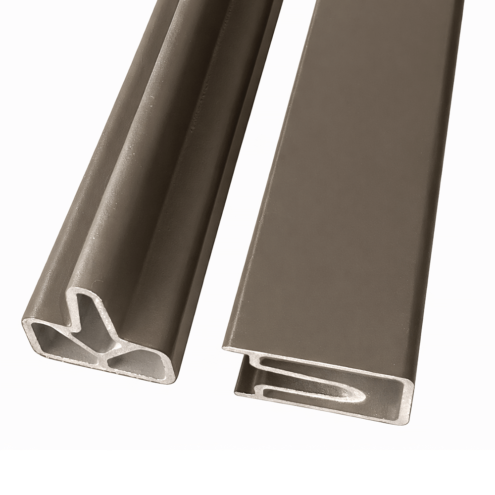 Top And Bottom Brown Fence Aluminium Finished Trims 1.8m Image